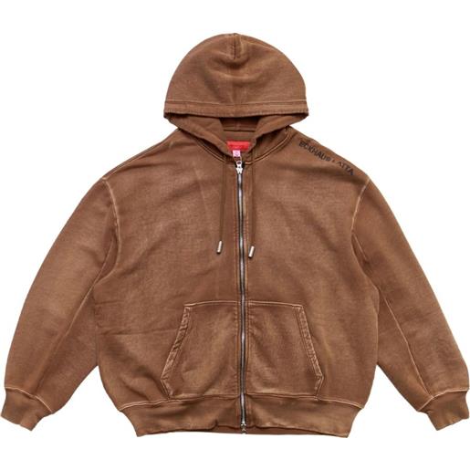 Eckhaus Latta felpa bison con zip e cappuccio - marrone