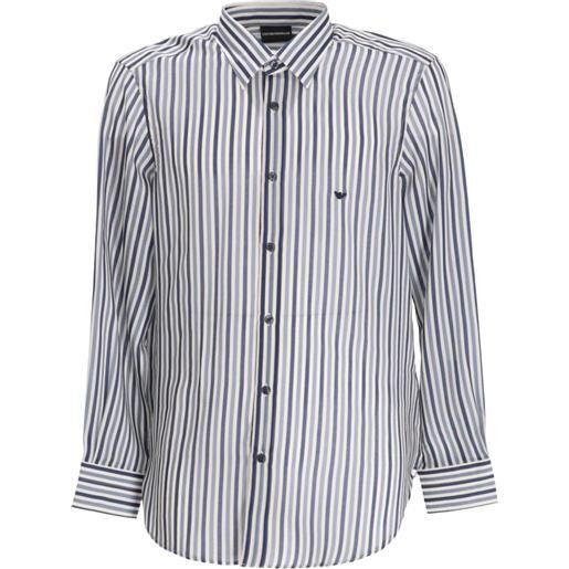 Emporio Armani camicia a righe a maniche lunghe - bianco