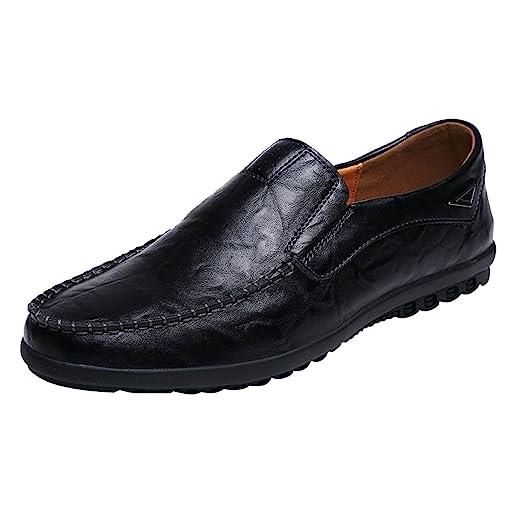 UnoSheng scarpe da uomo, colore nero, per il tempo libero, da uomo, in pelle, colore nero, eleganti, italiane, per attività all'aria aperta, alla moda, senza lacci, morbide, scarpe da fitness, scarpe da uomo, 