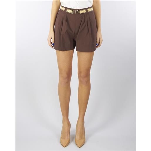 TWIN SET shorts moro in popeline con cintura