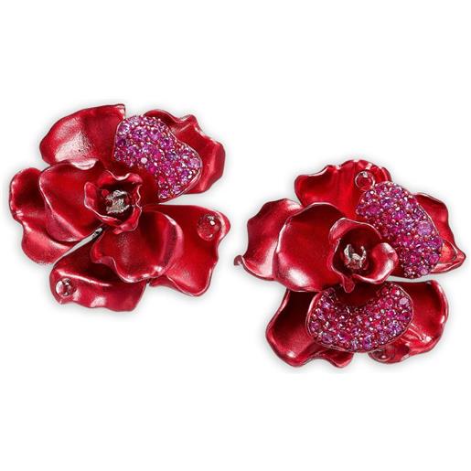 IN Lebole Collezione The Circle DPOR130 Fiore Orecchini da Donna in Ottone Pietra Nero