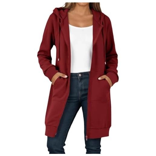 Cardigan In Pile Felpato Con Cappuccio Donna - Felpa Tunica Accogliente, Grigio Mélange, Licenza NCAA - 2