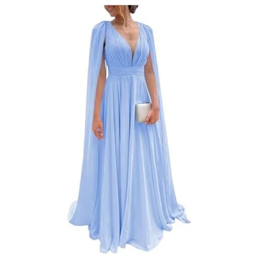 WSEYU abiti lunghi da damigella d'onore per matrimonio in chiffon abiti da sposa per le donne abiti da sera formali da sera, bianco, 48