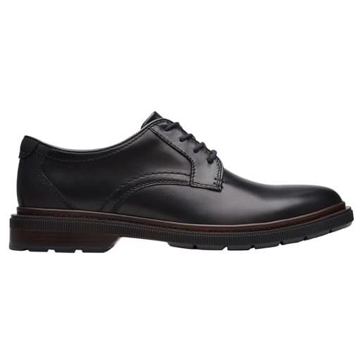 Clarks burchill derby, uomo, black leather, 41 eu