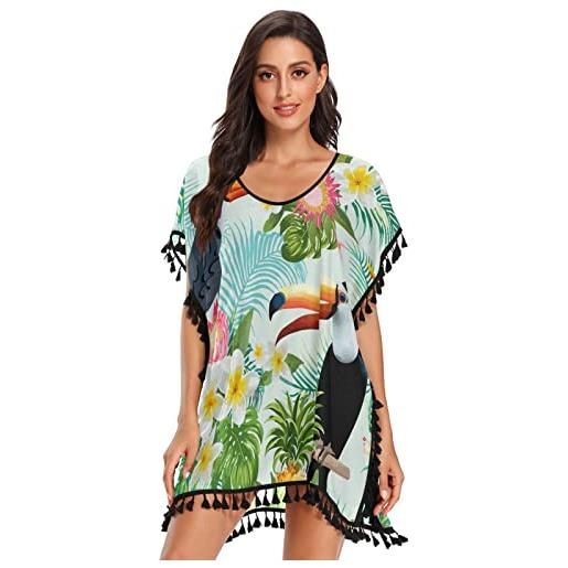 Vnurnrn uccello floreale pappagallo tucano copricostumi da bagno donna abito bikini cover up beachware per spiaggia estate costumi interi da bagno