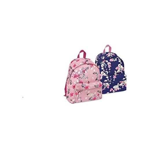 Pigna zaino americano scuola e tempo libero - fantasia fiori colori rosa e viola