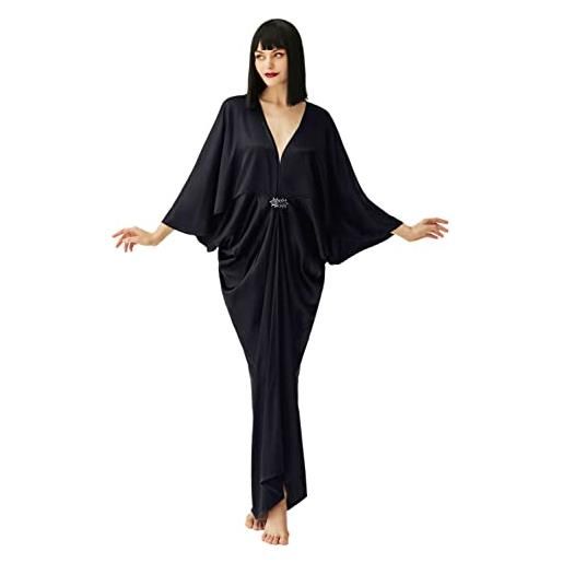 BABEYOND abito veste in raso anni '20, stile hollywood, vestito da festa grande gatsby, maniche a pipistrello, cappotto art deco, nero, taglia unica