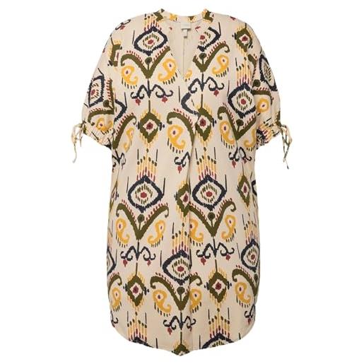 Ulla Popken tunica di jersey con scollo a v, mezze maniche e cotone biologico bianco perla 50+ 829219650-50+