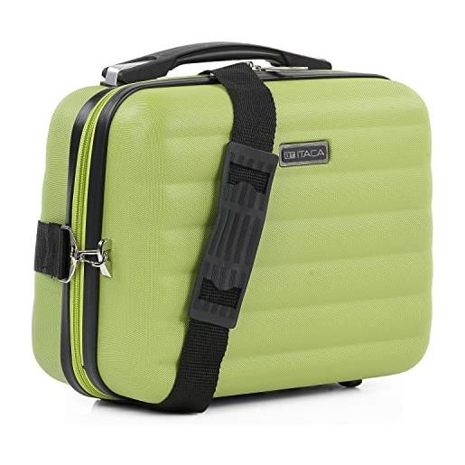 ITACA - beauty case da viaggio donna e uomo abs - valigia portare a mano beauty case rigido con maniglia superiore e tracolla regolabile - elegante beauty case donna da viaggio, pistacchio