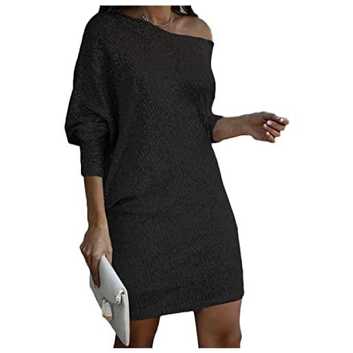 Onsoyours abito da donna senza spalline abito da cocktail lucente abito da max 3/4 maniche d nero xl