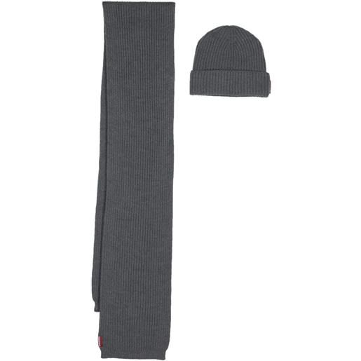 DSQUARED2 set sciarpa e berretto in lana - grigio
