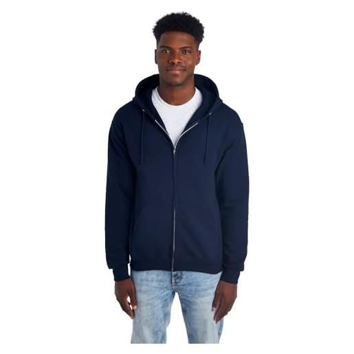 Jerzees felpa con cappuccio da uomo in pile, cerniera intera - grigio mélange, medium