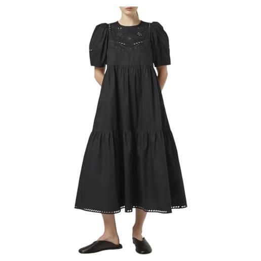 Scotch & Soda abito casual da donna in cotone twill embroidered midi, nero, 46