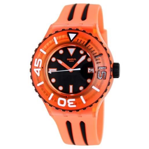 Swatch orologio da uomo analogico al quarzo con cinturino in silicone - suuo400_orange