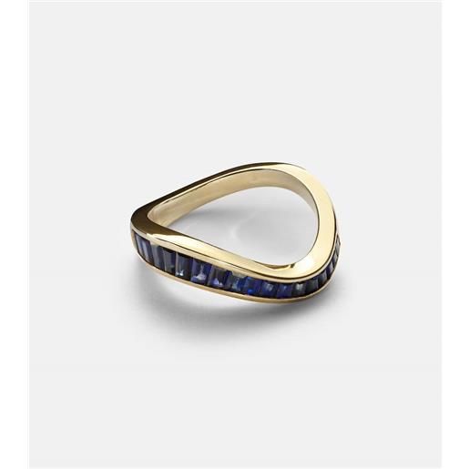 Rainbow K anello wave in oro 9kt con zaffiri