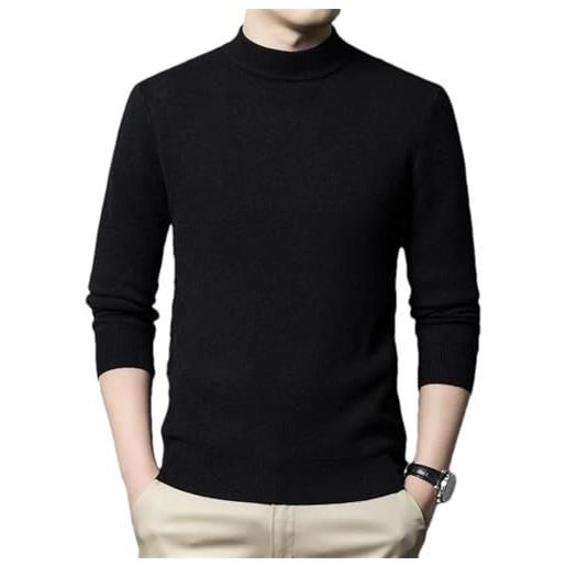 OWEIEYEU maglione da uomo in cashmere con collo alto a maniche lunghe, maglione in maglia aderente, caldo, en8 nerastro, m