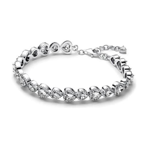 Pandora timeless 593655c01-18 - bracciale in argento sterling con zirconi, 18 cm, 18 cm, argento sterling, zirconia cubica