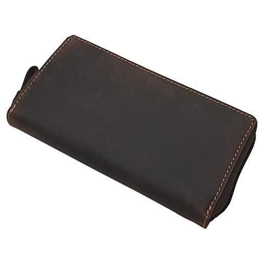 Myledershop Portafoglio Donna In Pelle Bovina Multicolore - Con Protezione RFID/NFC, 6 Scomparti, Slot Per Gettone Carrello, Certificato TÜV, 9x10 Cm - 2