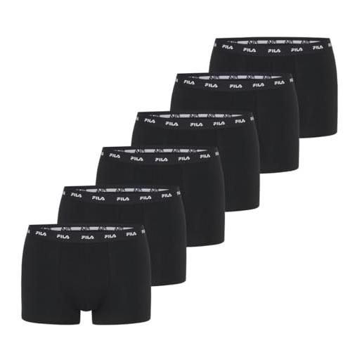 FILA boxer da uomo in cotone, slip da uomo, ipoallergenici e elasticizzati, confezione da 6, nero , xxl