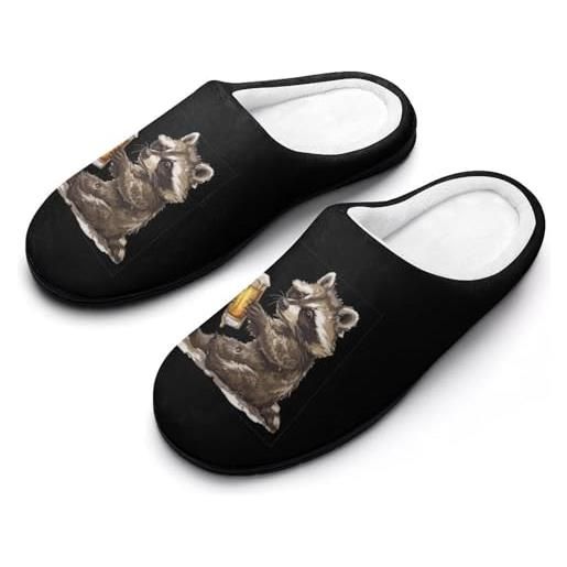 Pantofole Uomo Invernali In Cotone Con Pile | Taglie Forti Fino A 48, Suola TPR, Calde E Morbide Per Casa (Nero, 46-47) - 3