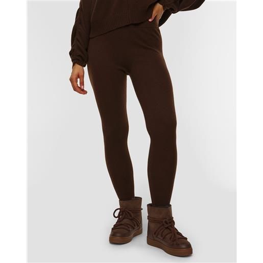 Allude leggings marroni in lana-cashmere da donna Allude