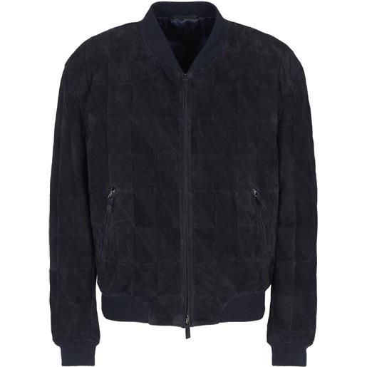 Giorgio Armani bomber in pelle scamosciata - blu