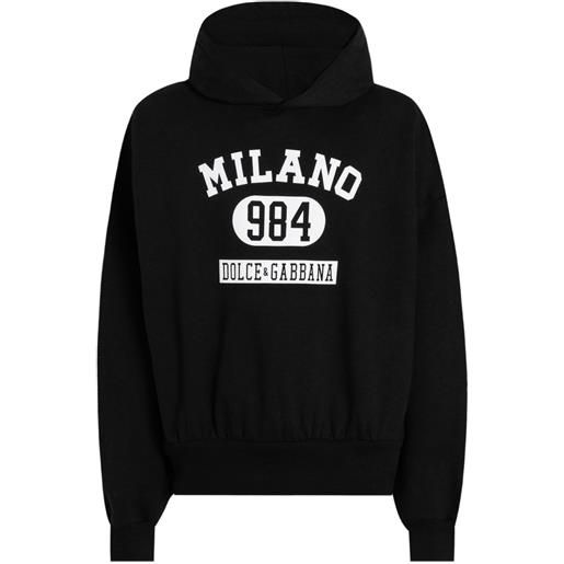 Dolce & Gabbana felpa a maniche lunghe con stampa e cappuccio - nero