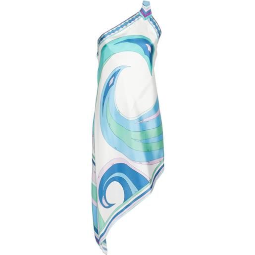 PUCCI abito asimmetrico con stampa cigni - blu