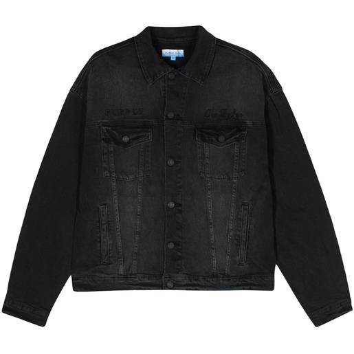 Purple Brand giacca denim con inserto a stampa - nero