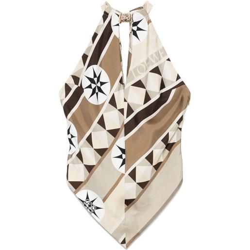 LOEWE blusa con applicazione anagram - toni neutri