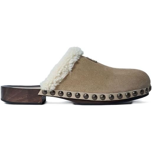 Miu Miu clogs con bordo in shearling - toni neutri