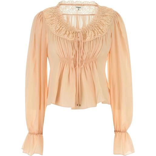 Chloé blusa con bordo di pizzo - rosa