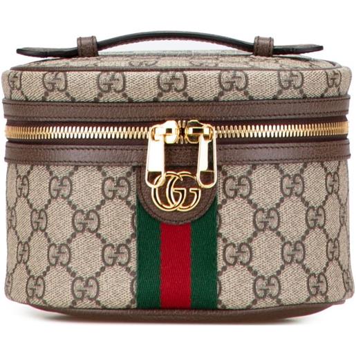 Gucci Pre-Owned - trousse ophidia in tessuto gg supreme e con decorazione web 2016-2025 - donna - tessuto/crosta - taglia unica - marrone