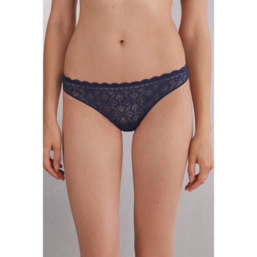 Intimissimi brasiliana in pizzo e microfibra blu