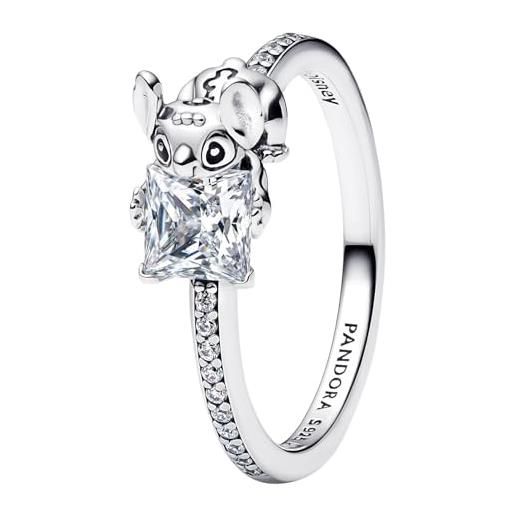 PANDORA disney stitch & stone 193740c01 - anello da donna, 52/16,6, argento sterling, zirconia cubica