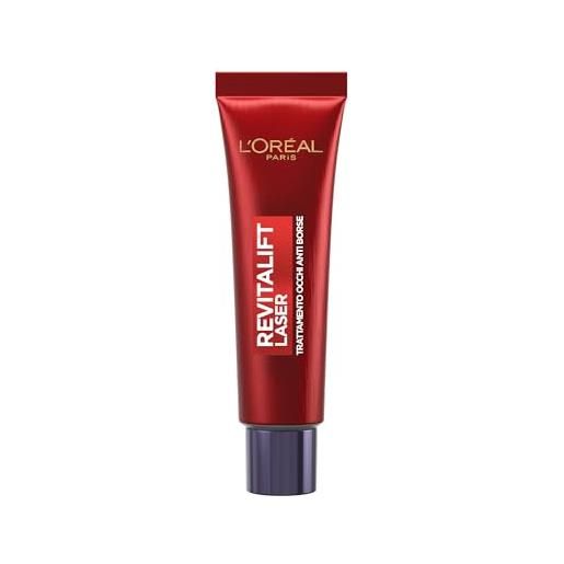 L'Oreal Paris l'oréal paris contorno occhi tonificante, per uno sguardo illuminato e riposato, borse e rughe ridotte per 8h, contorno occhi levigato e disteso, revitalift laser eye bag instant eraser, 15 ml
