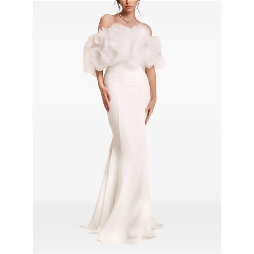 Ana Radu abito con ruches e spalle scoperte - bianco