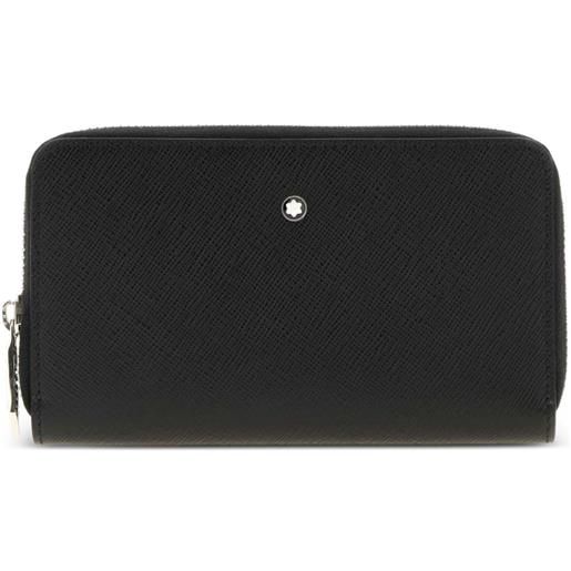 Montblanc portafoglio in pelle con zip - nero