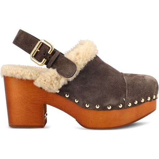 Chloé clogs con borchie 80mm - marrone