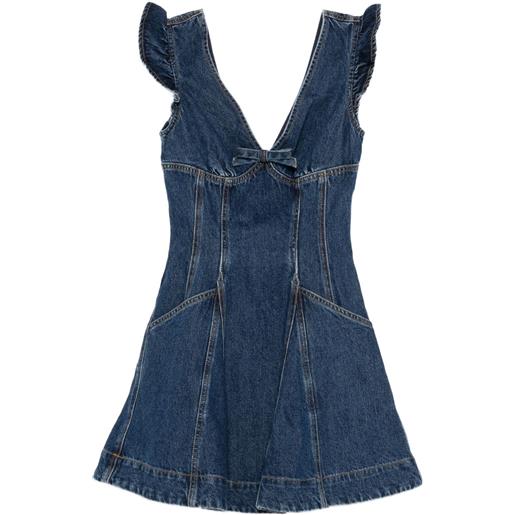 Self-Portrait abito denim con ruches - blu