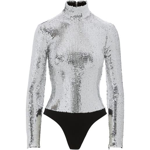 Brandon Maxwell body con paillettes - argento