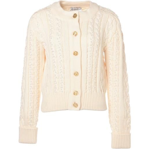CHANEL Pre-Owned - cardigan anni '90 - donna - lana/lana - taglia unica - bianco
