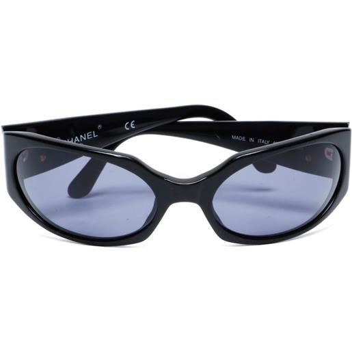 CHANEL Pre-Owned - occhiali da sole cc mark ovali anni 2000 - unisex - acetato - taglia unica - nero