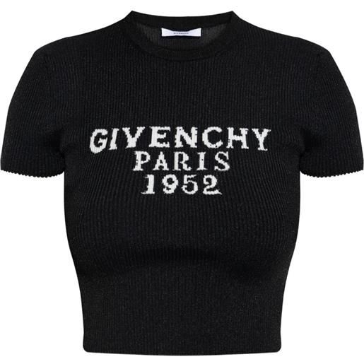 Givenchy t-shirt crop a coste - nero