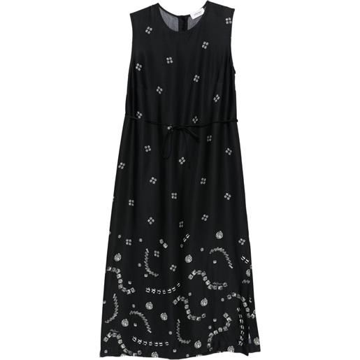 Ottod'Ame abito smanicato con stampa grafica - nero