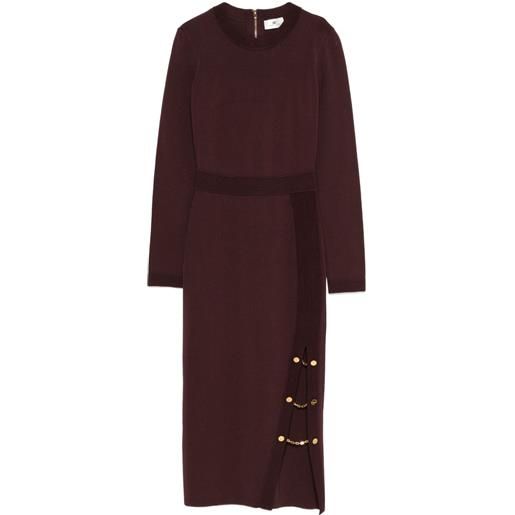 Elisabetta Franchi abito corto a coste con decorazione a catena - marrone