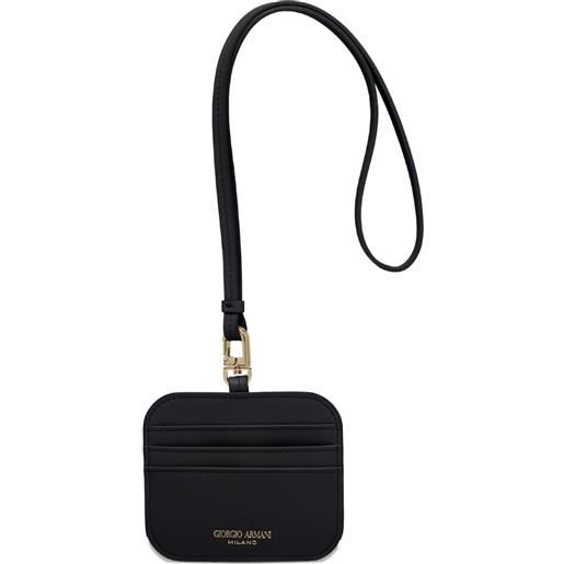 Giorgio Armani portafoglio con fessure portacarte e tracolla - nero