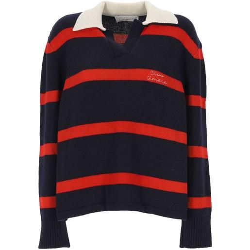 Giada Benincasa maglione a righe con colletto stile polo - blue navy