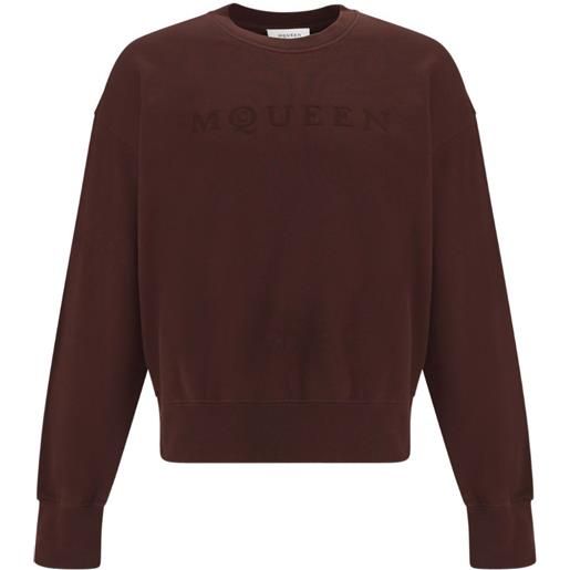 Alexander McQueen felpa con stampa logo - marrone