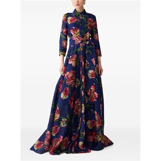 Carolina Herrera tulip-print shirt maxi dress - blu